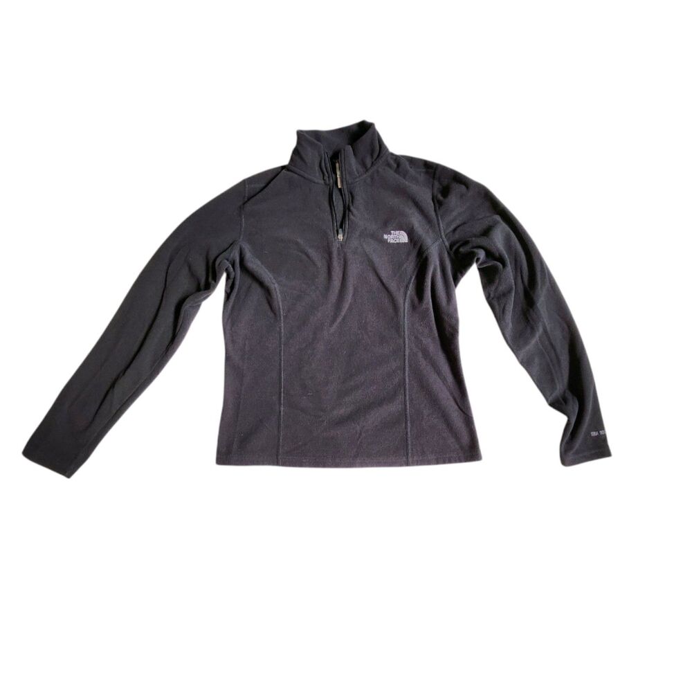 The North Face TKA 100 Glacier Fleece black 1/4 zip pullover long sleeve sz S